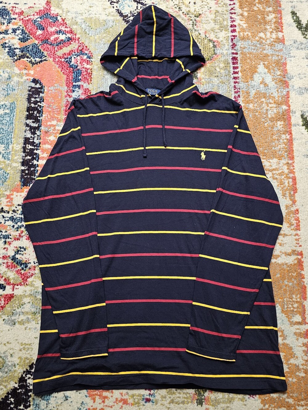 Polo Ralph Lauren Men's XLT Multi Stripe Jersey T-Shirt Pullover Hoodie Light